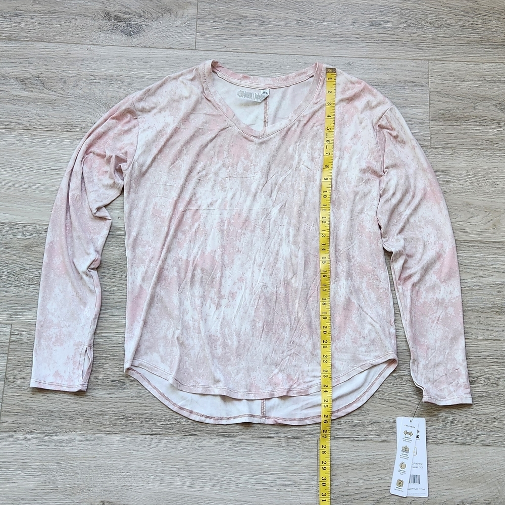 RBX Active Pink Top Womems Medium Tie-dye Long Sleeve V Neck Nwt - Picture 7 of 8